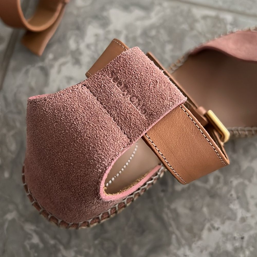 See by Chloé Glyn Calf Leather Espadrille Platform Wedge Sandals, New, Size 42 - Picture 10 of 13